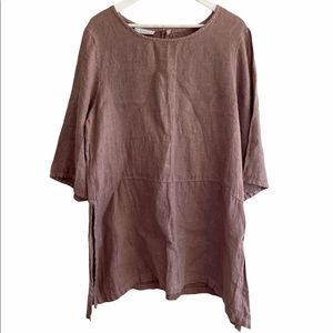 Bryn Walker Bre Lagenlook Linen Tunic Taupe Large